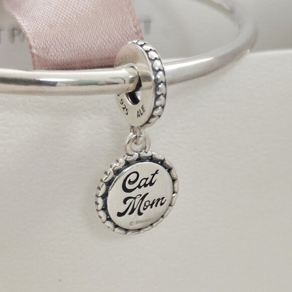 Pandora Cat Mom 2 Sided Dangle Charm S925 Sterling Silver with box - Picture 4 of 6